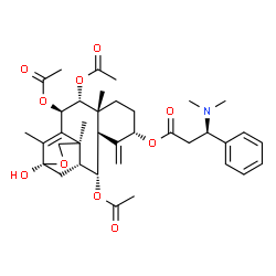 ChemSpider 2D Image | (2alpha,5alpha,9alpha,10beta,13beta)-2,9,10-Triacetoxy-13-hydroxy-13,16-epoxytaxa-4(20),11-dien-5-yl (3R)-3-(dimethylamino)-3-phenylpropanoate | C37H49NO10