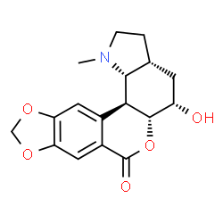 ChemSpider 2D Image | (3aR,5S,5aR,12bS,12cR)-5-Hydroxy-1-methyl-2,3,3a,4,5,5a,12b,12c-octahydro[1,3]dioxolo[6,7]isochromeno[3,4-g]indol-7(1H)-one | C17H19NO5