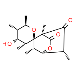 ChemSpider 2D Image | (1S,2R,3S,3'R,4R,4'R,5'S,6'R,8R)-4'-Hydroxy-1,3,3',5',6',8-hexamethyltetrahydro-6H,7H-spiro[5-oxabicyclo[2.2.2]octane-2,2'-pyran]-6,7-dione | C17H26O5