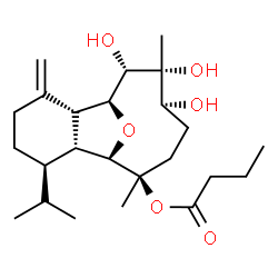 ChemSpider 2D Image | (1S,2R,6R,7R,8R,9R,12S,13R,14S)-12,13,14-Trihydroxy-6-isopropyl-9,13-dimethyl-3-methylene-15-oxatricyclo[6.6.1.0~2,7~]pentadec-9-yl butyrate | C24H40O6