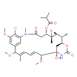 ChemSpider 2D Image | (1S,2R,3S,5S,6S,16E,18E,20R,21S)-11-Chloro-21-hydroxy-12,15,20-trimethoxy-2,5,9,16-tetramethyl-8,23-dioxo-4,24-dioxa-9,22-diazatetracyclo[19.3.1.1~10,14~.0~3,5~]hexacosa-10(26),11,13,16,18-pentaen-6-y
l 2-methylpropanoate | C33H45ClN2O10