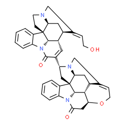 ChemSpider 2D Image | (13beta,18alpha)-18-[(1R,12S,13R,14E,19S,21S)-14-(2-Hydroxyethylidene)-9-oxo-8,16-diazahexacyclo[11.5.2.1~1,8~.0~2,7~.0~12,21~.0~16,19~]henicosa-2,4,6,10-tetraen-10-yl]strychnidin-10-one | C42H42N4O4