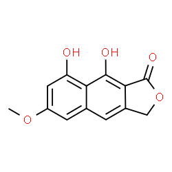 ChemSpider 2D Image | 8,9-Dihydroxy-6-methoxynaphtho[2,3-c]furan-1(3H)-one | C13H10O5