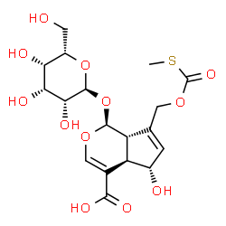 ChemSpider 2D Image | (1S,4aR,5S,7aS)-5-Hydroxy-7-({[(methylsulfanyl)carbonyl]oxy}methyl)-1-(alpha-L-talopyranosyloxy)-1,4a,5,7a-tetrahydrocyclopenta[c]pyran-4-carboxylic acid | C18H24O12S