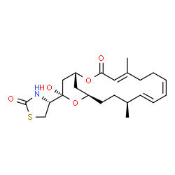 ChemSpider 2D Image | (4R)-4-[(1R,4E,8Z,10E,12S,15R,17R)-17-Hydroxy-5,12-dimethyl-3-oxo-2,16-dioxabicyclo[13.3.1]nonadeca-4,8,10-trien-17-yl]-1,3-thiazolidin-2-one | C22H31NO5S