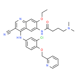 ChemSpider 2D Image | N-(4-{[3-Chloro-4-(2-pyridinylmethoxy)phenyl]amino}-3-cyano-7-ethoxy-6-quinolinyl)-4-(dimethylamino)butanamide | C30H31ClN6O3