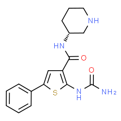 ChemSpider 2D Image | 2-(Carbamoylamino)-5-phenyl-N-[(3R)-3-piperidinyl]-3-thiophenecarboxamide | C17H20N4O2S