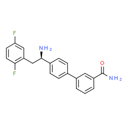 ChemSpider 2D Image | 4'-[(1R)-1-Amino-2-(2,5-difluorophenyl)ethyl]-3-biphenylcarboxamide | C21H18F2N2O