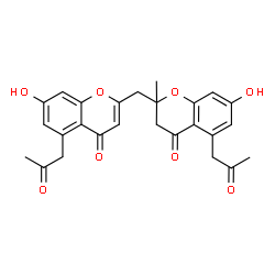 ChemSpider 2D Image | 7-Hydroxy-2-{[7-hydroxy-2-methyl-4-oxo-5-(2-oxopropyl)-3,4-dihydro-2H-chromen-2-yl]methyl}-5-(2-oxopropyl)-4H-chromen-4-one | C26H24O8