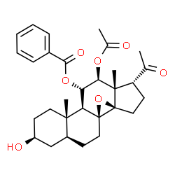 ChemSpider 2D Image | (3beta,5alpha,11alpha,12beta,14beta,17alpha)-12-Acetoxy-3-hydroxy-20-oxo-8,14-epoxypregnan-11-yl benzoate | C30H38O7