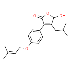 ChemSpider 2D Image | 5-Hydroxy-4-isobutyl-3-{4-[(3-methyl-2-buten-1-yl)oxy]phenyl}-2(5H)-furanone | C19H24O4