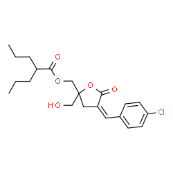 ChemSpider 2D Image | [(4Z)-4-(4-Chlorobenzylidene)-2-(hydroxymethyl)-5-oxotetrahydro-2-furanyl]methyl 2-propylpentanoate | C21H27ClO5