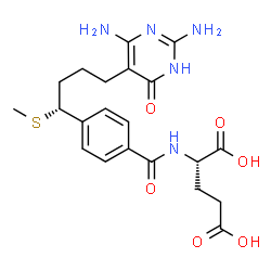 ChemSpider 2D Image | N-{4-[(1R)-4-(2,4-Diamino-6-oxo-1,6-dihydro-5-pyrimidinyl)-1-(methylsulfanyl)butyl]benzoyl}-L-glutamic acid | C21H27N5O6S