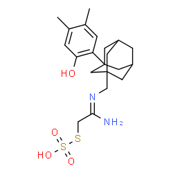 ChemSpider 2D Image | S-[(2Z)-2-Amino-2-({[3-(2-hydroxy-4,5-dimethylphenyl)adamantan-1-yl]methyl}imino)ethyl] hydrogen sulfurothioate | C21H30N2O4S2