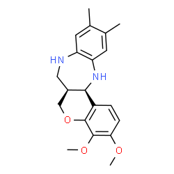 ChemSpider 2D Image | (6aS,13aR)-3,4-Dimethoxy-10,11-dimethyl-6,6a,7,8,13,13a-hexahydrochromeno[4,3-b][1,5]benzodiazepine | C20H24N2O3