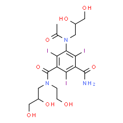 ChemSpider 2D Image | 5-[Acetyl(2,3-dihydroxypropyl)amino]-N-(2,3-dihydroxypropyl)-N-(2-hydroxyethyl)-2,4,6-triiodoisophthalamide | C18H24I3N3O8