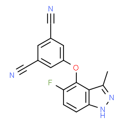 ChemSpider 2D Image | 5-[(5-Fluoro-3-methyl-1H-indazol-4-yl)oxy]isophthalonitrile | C16H9FN4O