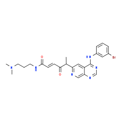 ChemSpider 2D Image | (2E)-5-{4-[(3-Bromophenyl)amino]pyrido[3,4-d]pyrimidin-6-yl}-N-[3-(dimethylamino)propyl]-4-oxo-2-hexenamide | C24H27BrN6O2