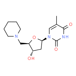 ChemSpider 2D Image | 5'-deoxy-5'-piperidin-1-ylthymidine | C15H23N3O4