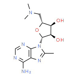 ChemSpider 2D Image | 5'-Deoxy-5'-(dimethylamino)-8-methyladenosine | C13H20N6O3