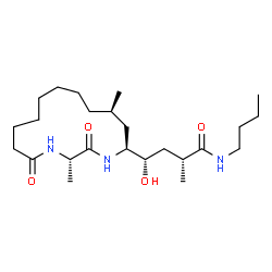 ChemSpider 2D Image | (2R,4S)-N-Butyl-4-[(2S,5S,7R)-2,7-dimethyl-3,15-dioxo-1,4-diazacyclopentadecan-5-yl]-4-hydroxy-2-methylbutanamide | C24H45N3O4
