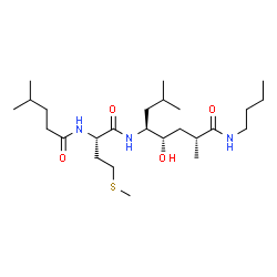 ChemSpider 2D Image | (2R,4S,5S)-N-Butyl-4-hydroxy-2,7-dimethyl-5-{[N-(4-methylpentanoyl)-L-methionyl]amino}octanamide | C25H49N3O4S