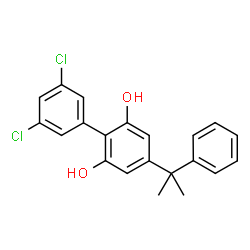 ChemSpider 2D Image | 3',5'-Dichloro-4-(2-phenyl-2-propanyl)-2,6-biphenyldiol | C21H18Cl2O2