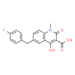 ChemSpider 2D Image | 6-(4-Fluorobenzyl)-4-hydroxy-1-methyl-2-oxo-1,2-dihydro-3-quinolinecarboxylic acid | C18H14FNO4