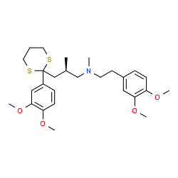 ChemSpider 2D Image | (2R)-3-[2-(3,4-Dimethoxyphenyl)-1,3-dithian-2-yl]-N-[2-(3,4-dimethoxyphenyl)ethyl]-N,2-dimethyl-1-propanamine | C27H39NO4S2