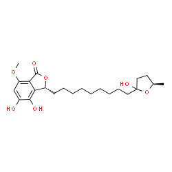 ChemSpider 2D Image | (3R)-4,5-Dihydroxy-3-{9-[(5R)-2-hydroxy-5-methyltetrahydro-2-furanyl]nonyl}-7-methoxy-2-benzofuran-1(3H)-one | C23H34O7