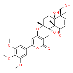 ChemSpider 2D Image | (4R,4aR,6aR,12aS,12bS)-4a,12a-Dihydroxy-4-(hydroxymethyl)-4,6a,12b-trimethyl-9-(3,4,5-trimethoxyphenyl)-4a,6,6a,12,12a,12b-hexahydro-4H,11H-benzo[f]pyrano[4,3-b]chromene-1,11(5H)-dione | C29H34O10