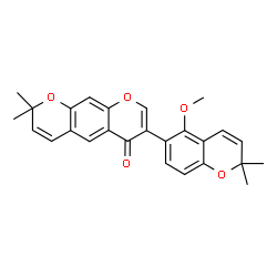 ChemSpider 2D Image | 7-(5-Methoxy-2,2-dimethyl-2H-chromen-6-yl)-2,2-dimethyl-2H,6H-pyrano[3,2-g]chromen-6-one | C26H24O5