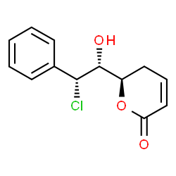 ChemSpider 2D Image | (6R)-6-[(1R,2R)-2-Chloro-1-hydroxy-2-phenylethyl]-5,6-dihydro-2H-pyran-2-one | C13H13ClO3