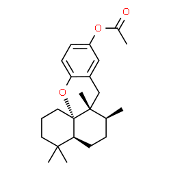 ChemSpider 2D Image | (4aS,7S,7aR,13aS)-4,4,7,7a-Tetramethyl-1,2,3,4,4a,5,6,7,7a,8-decahydrobenzo[d]xanthen-10-yl acetate | C23H32O3