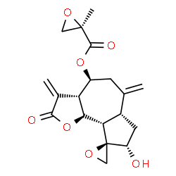 ChemSpider 2D Image | (3aR,4S,6aR,8S,9R,9aS,9bS)-8-Hydroxy-3,6-bis(methylene)-2-oxodecahydro-2H-spiro[azuleno[4,5-b]furan-9,2'-oxiran]-4-yl (2R)-2-methyl-2-oxiranecarboxylate | C19H22O7