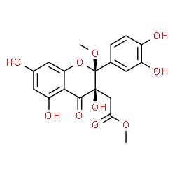 ChemSpider 2D Image | Methyl [(2R,3S)-2-(3,4-dihydroxyphenyl)-3,5,7-trihydroxy-2-methoxy-4-oxo-3,4-dihydro-2H-chromen-3-yl]acetate | C19H18O10