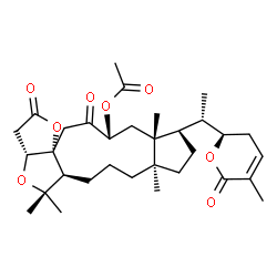 ChemSpider 2D Image | (3aR,5aS,8aR,11R,11aR,13R,15aR)-5,5,8a,11a-Tetramethyl-11-{(1S)-1-[(2R)-5-methyl-6-oxo-3,6-dihydro-2H-pyran-2-yl]ethyl}-2,14-dioxohexadecahydro-2H-cyclopenta[6,7]cycloundeca[1,2-c]furo[3,2-b]furan-13-
yl acetate | C32H46O8