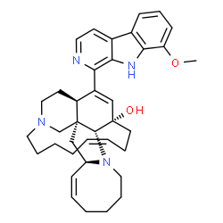 ChemSpider 2D Image | (1R,2R,4R,5Z,12R,13S,16Z)-25-(8-Methoxy-9H-beta-carbolin-1-yl)-11,22-diazapentacyclo[11.11.2.1~2,22~.0~2,12~.0~4,11~]heptacosa-5,16,25-trien-13-ol | C37H46N4O2