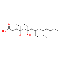 ChemSpider 2D Image | 4,6,8,10-Tetraethyl-4,6-dihydroxy-2,7,11-tetradecatrienoic acid | C22H38O4