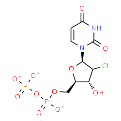 ChemSpider 2D Image | (2xi)-2'-Chloro-2'-deoxy-5'-O-[(phosphonatooxy)phosphinato]uridine | C9H10ClN2O11P2