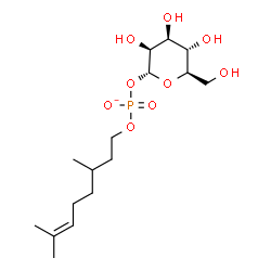 ChemSpider 2D Image | 1-O-{[(3,7-Dimethyl-6-octen-1-yl)oxy]phosphinato}-alpha-D-mannopyranose | C16H30O9P