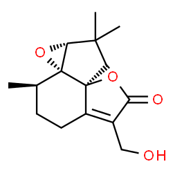 ChemSpider 2D Image | (1aR,2R,7aS,9aR)-5-(Hydroxymethyl)-2,9,9-trimethyl-3,4,9,9a-tetrahydro-8H-oxireno[1,7a]indeno[3a,4-b]furan-6(2H)-one | C15H20O4
