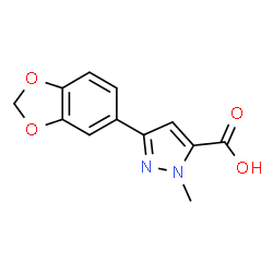 ChemSpider 2D Image | 3-(1,3-Benzodioxol-5-yl)-1-methyl-1H-pyrazole-5-carboxylic acid | C12H10N2O4