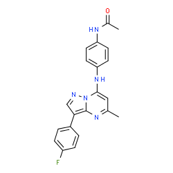 ChemSpider 2D Image | N-(4-{[3-(4-Fluorophenyl)-5-methylpyrazolo[1,5-a]pyrimidin-7-yl]amino}phenyl)acetamide | C21H18FN5O