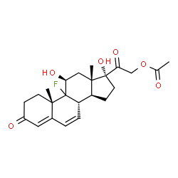 ChemSpider 2D Image | (9xi,11beta)-9-Fluoro-11,17-dihydroxy-3,20-dioxopregna-4,6-dien-21-yl acetate | C23H29FO6