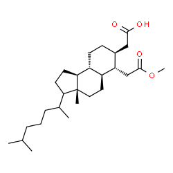 ChemSpider 2D Image | [(3aR,5aR,6S,7S,9aR,9bS)-6-(2-Methoxy-2-oxoethyl)-3a-methyl-3-(6-methyl-2-heptanyl)dodecahydro-1H-cyclopenta[a]naphthalen-7-yl]acetic acid | C27H46O4