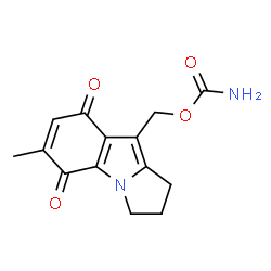 ChemSpider 2D Image | (6-Methyl-5,8-dioxo-2,3,5,8-tetrahydro-1H-pyrrolo[1,2-a]indol-9-yl)methyl carbamate | C14H14N2O4
