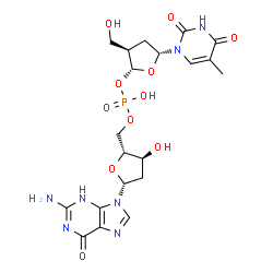 ChemSpider 2D Image | 2'-Deoxy-5'-O-(hydroxy{[(2R,3R,5R)-3-(hydroxymethyl)-5-(5-methyl-2,4-dioxo-3,4-dihydro-1(2H)-pyrimidinyl)tetrahydro-2-furanyl]oxy}phosphoryl)guanosine | C20H26N7O11P