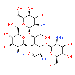 ChemSpider 2D Image | 2-Amino-2-deoxy-beta-D-glucopyranosyl-(1->3)-[2-amino-2-deoxy-beta-D-glucopyranosyl-(1->4)]-[2-amino-2-deoxy-beta-D-glucopyranosyl-(1->5)]-2-amino-2-deoxy-D-glucose | C24H46N4O17