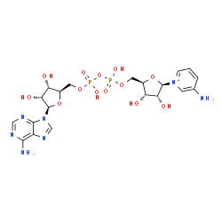 ChemSpider 2D Image | [(2R,3S,4R,5R)-5-(6-aminopurin-9-yl)-3,4-dihydroxy-tetrahydrofuran-2-yl]methyl [[(2R,3S,4R,5R)-5-(3-aminopyridin-1-ium-1-yl)-3,4-dihydroxy-tetrahydrofuran-2-yl]methoxy-hydroxy-phosphoryl] hydrogen phosphate | C20H28N7O13P2